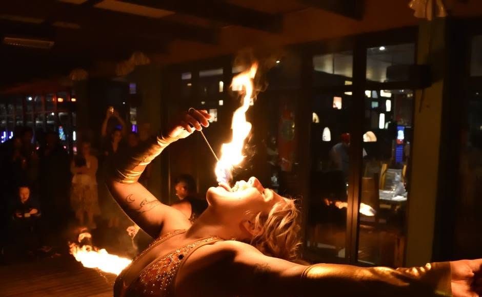 Fire performance at an evening event